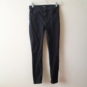 Hudson Natalie Mid-Rise Ankle Crop Super Skinny Jeans in Black Women's Size 26